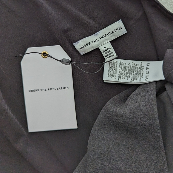 Dress The Population Martine LBD One Shoulder Stretch Knee Length Black L NWT - Picture 12 of 14